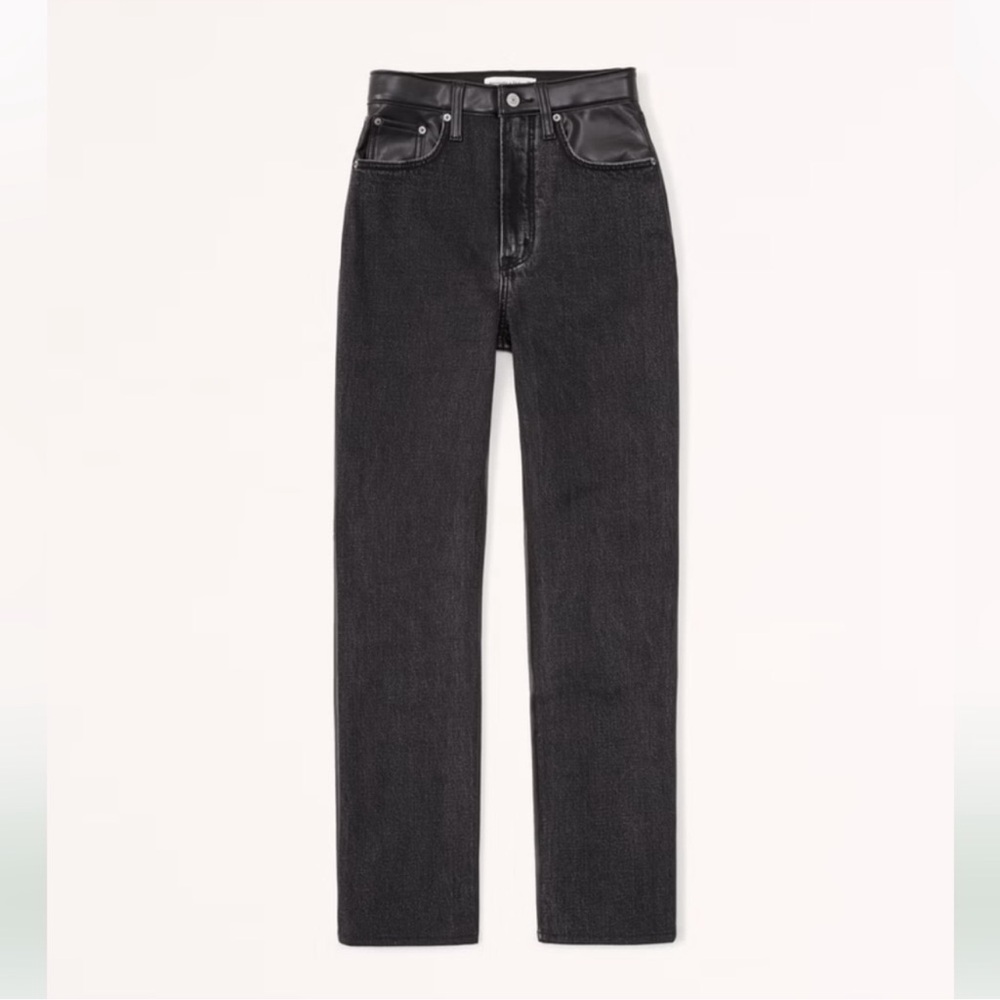 Abercrombie & Fitch Mixed Fabric Curve Love Ankle Straight High Rise Jeans